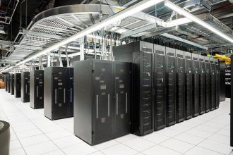 Brussels data centre electricity demand illustrated by high-capacity server racks.
