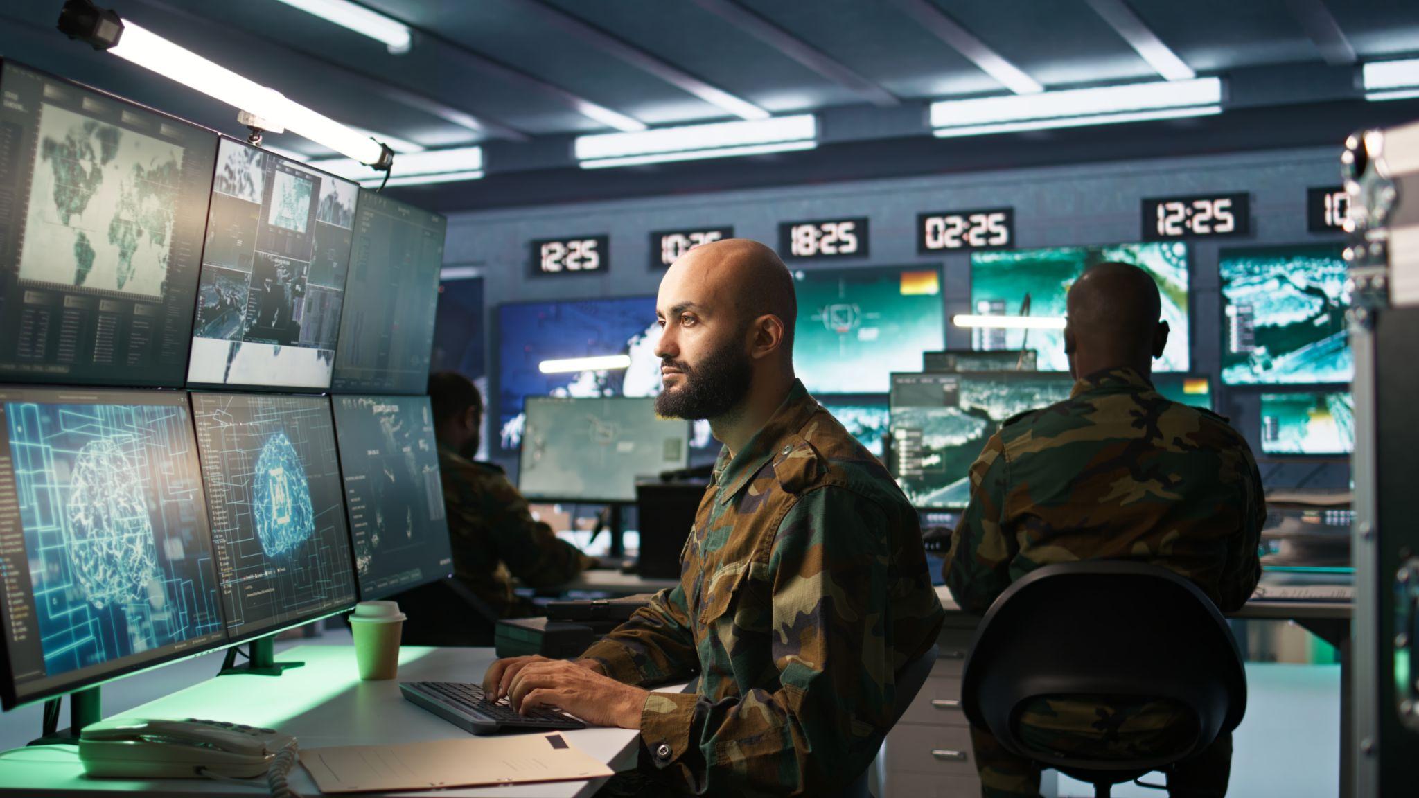 Autonomous drone systems connected to AI military ethics and future warfare technology