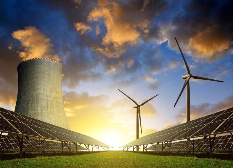 nuclear reactor company valuation advanced nuclear power plant with cooling towers and modern infrastructure