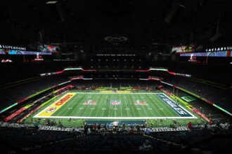 AI cybersecurity threat monitoring systems at Super Bowl stadium