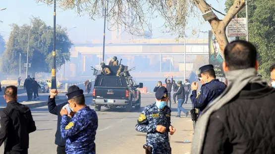 Security patrol near Baghdad Green Zone highlighting Iraq security concerns
