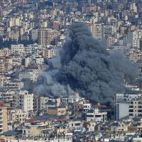 Israel Lebanon conflict smoke rising after airstrike in southern Lebanon