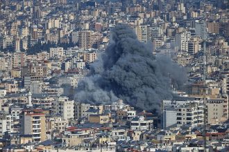 Israel Lebanon conflict smoke rising after airstrike in southern Lebanon