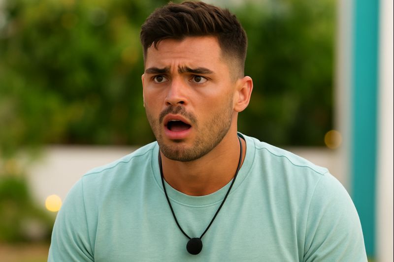 Love Island contestant Dylan Towolawi in a close up shot, appearing thoughtful and conflicted following his shocking money over love decision.