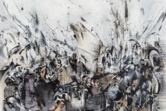 Installation piece representing Middle East conflict art