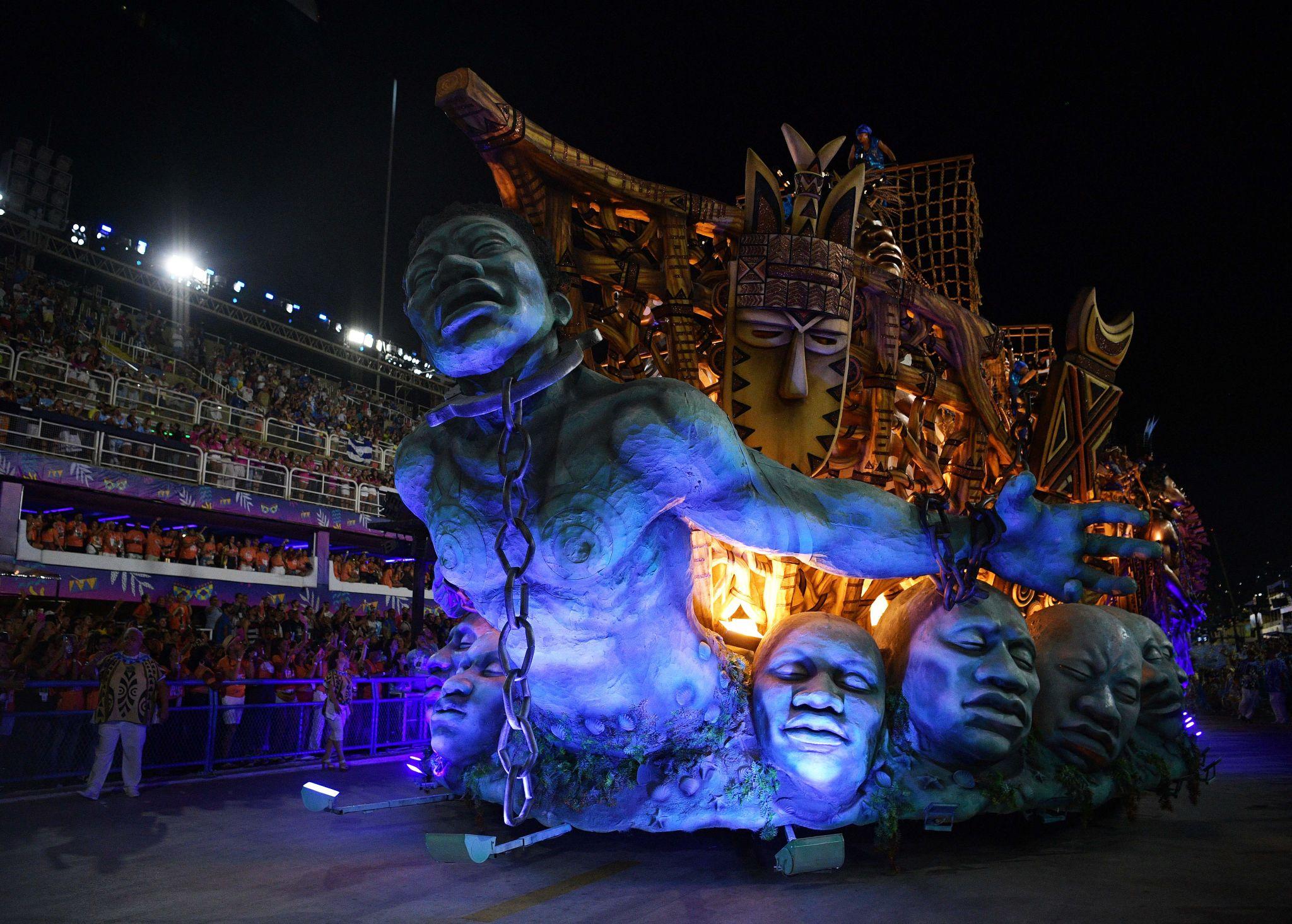 Street bloco dancers performing during Rio Carnival 2026 festivities