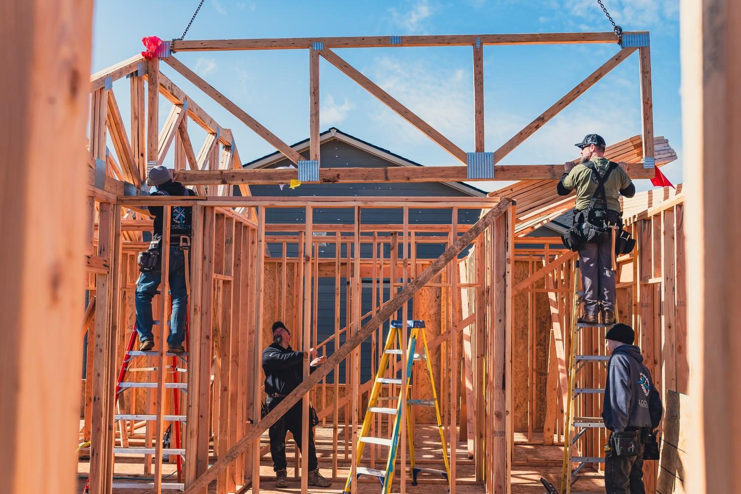 New residential homes under construction in the United States