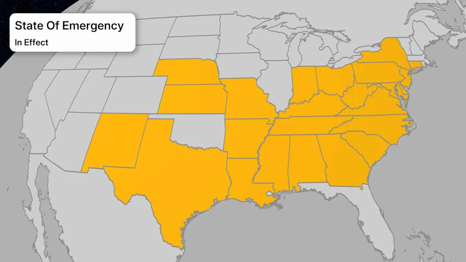 Residential areas affected by power outages storm USA