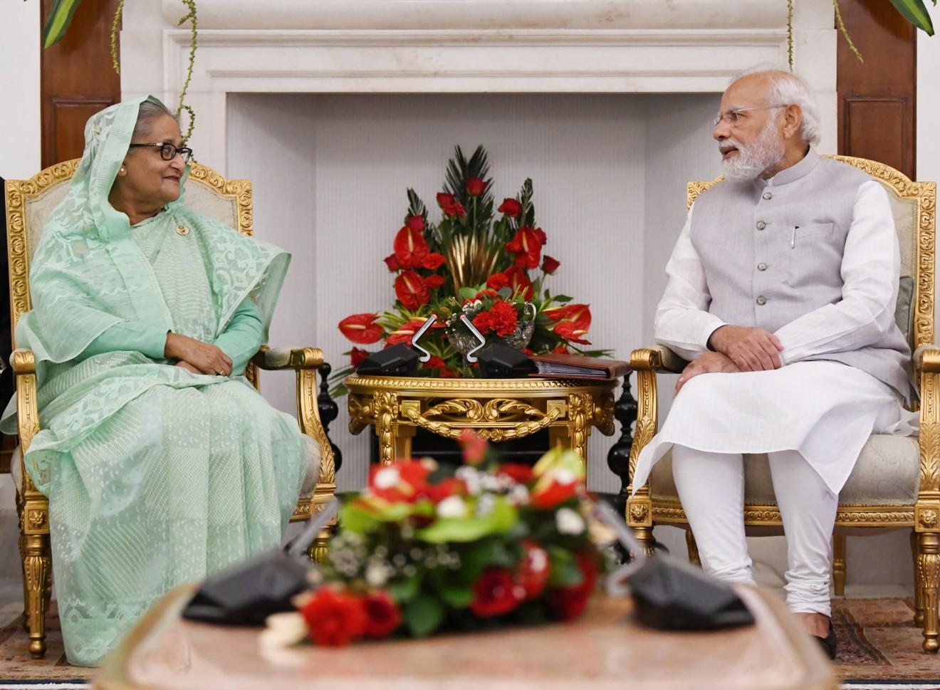 Bangladesh India relations represented by the flags of the neighbouring countries