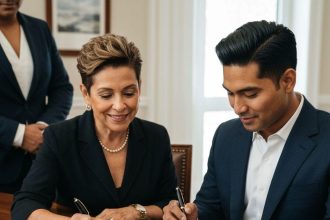 Entrepreneur completing company incorporation paperwork following the UK company formation checklist