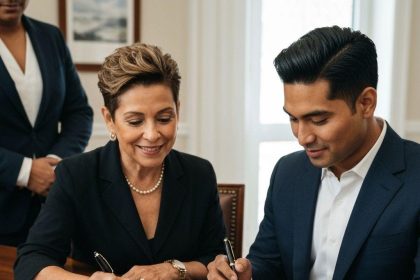 Entrepreneur completing company incorporation paperwork following the UK company formation checklist