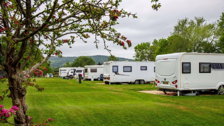 Brussels court ruling on Traveller caravan sites, illustrated by caravans parked in a green area.
