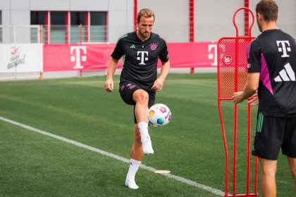Harry Kane training with Bayern Munich as the England striker considers his long-term future in Germany