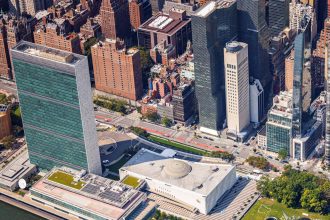 United Nations headquarters during US-China talks and UN General Assembly