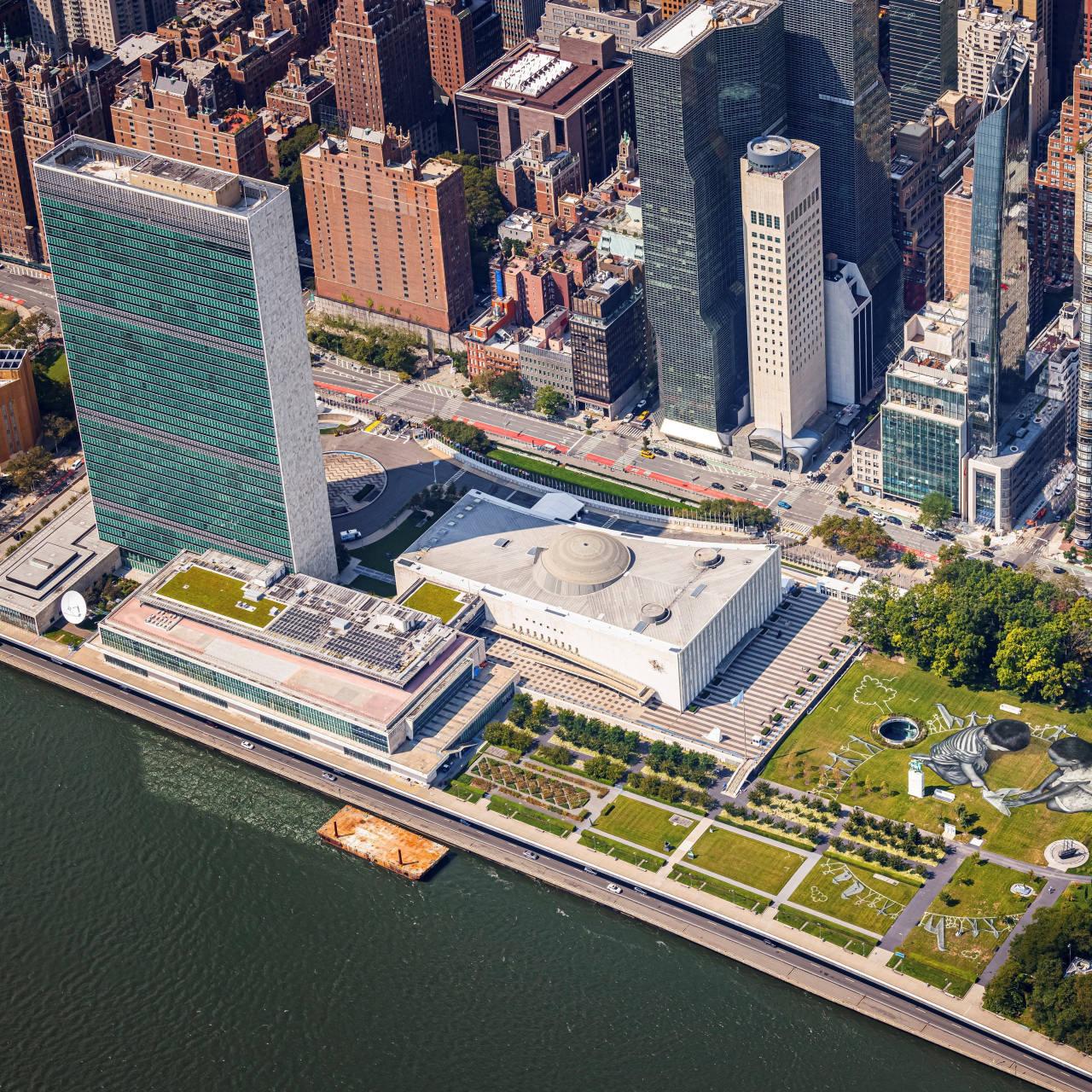 United Nations headquarters during US-China talks and UN General Assembly