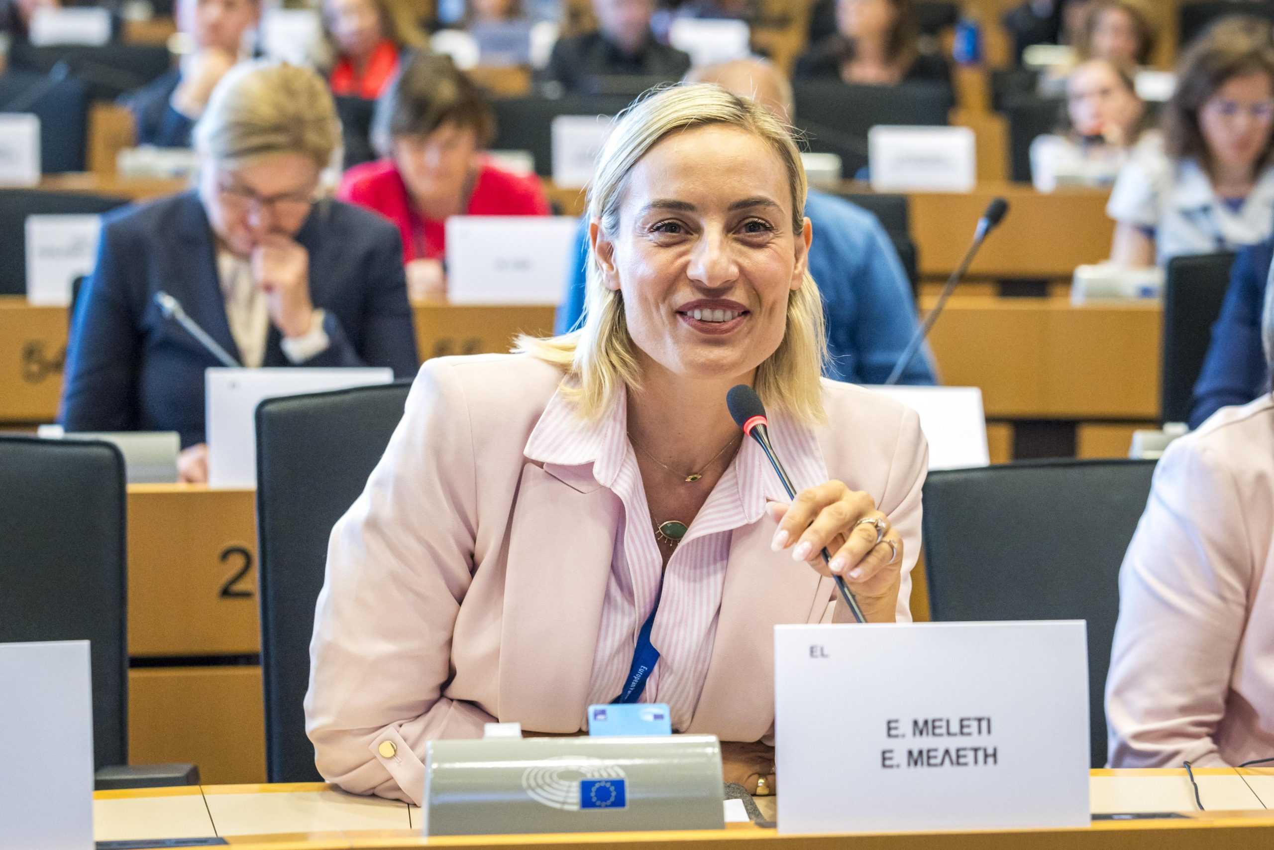 Female European lawmakers discuss women's leadership and political representation.