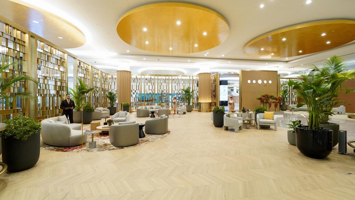 Emirates First Class lounge in Dubai where accessible lounge suite technology is being developed