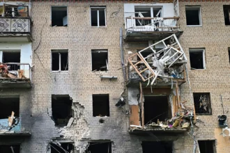 Urban damage caused by Ukraine air attacks