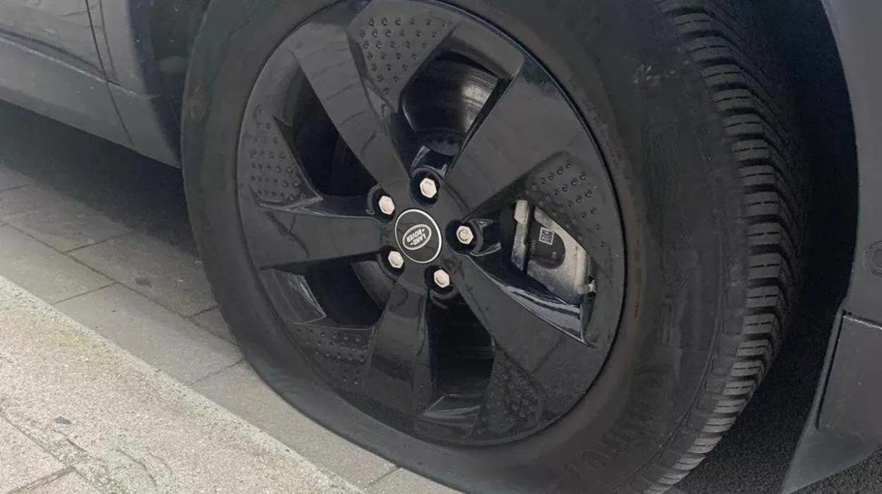 Activists deflate SUV tires in Antwerp environmental protest