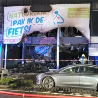 Antwerp bike shop fire Emergency services respond, residents evacuated