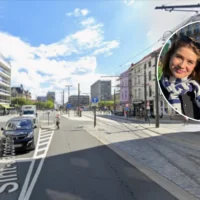 Antwerp residents queue for free tulips at Opera Square