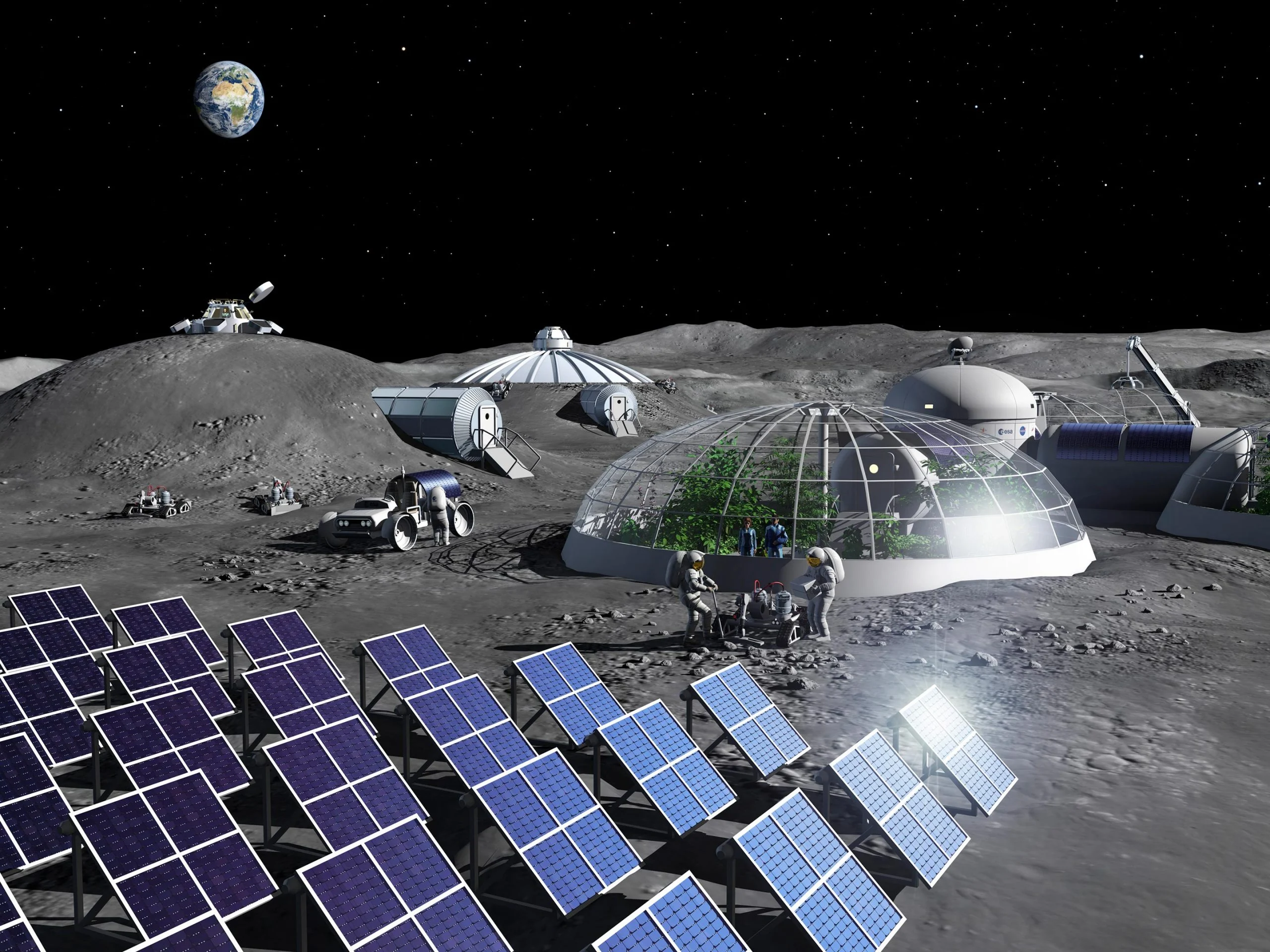 NASA lunar base concept on Moon surface