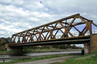 Nimy railway bridge in Mons where British troops fought during the First Battle of Mons