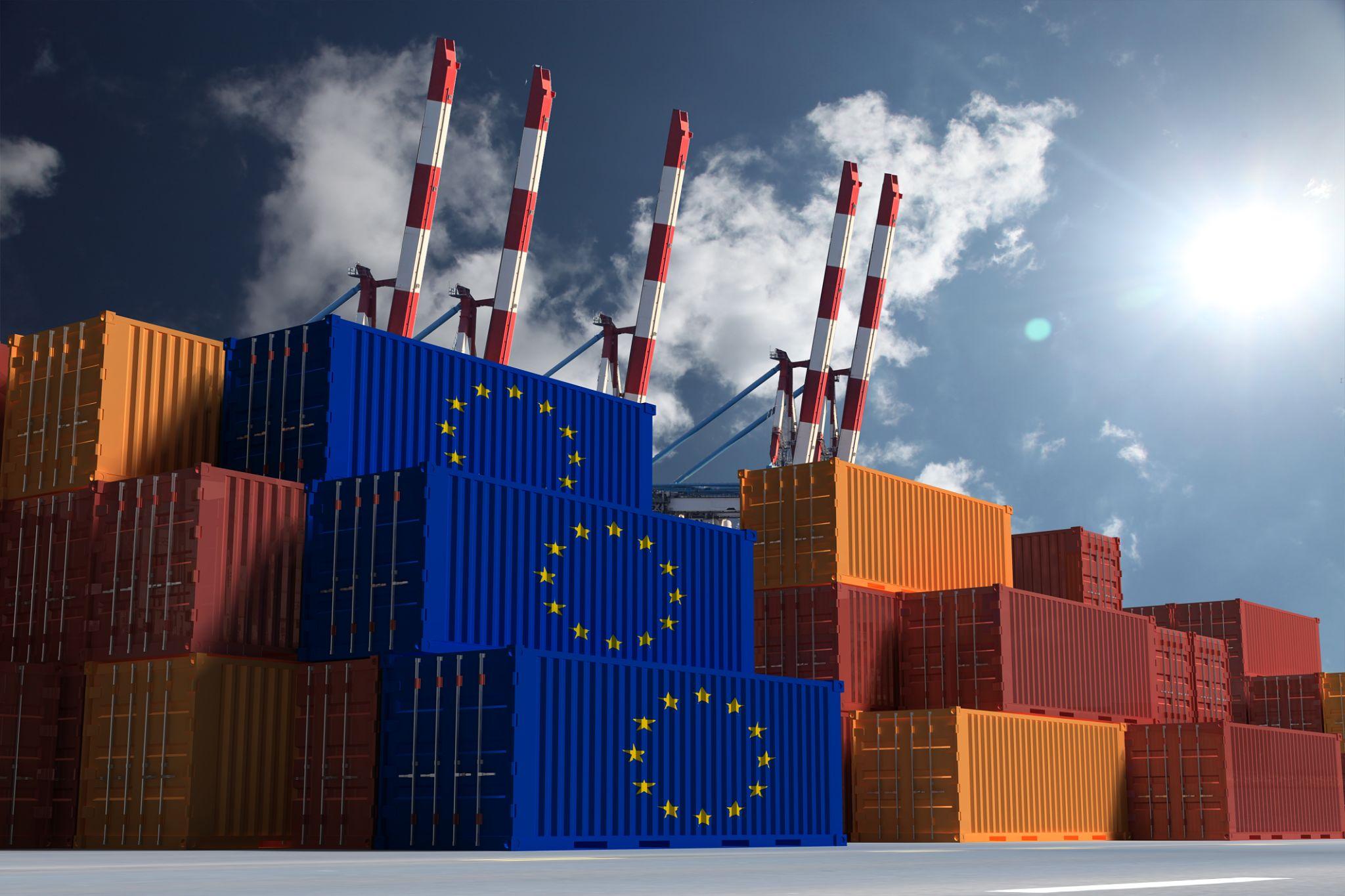 European Union headquarters during ongoing EU trade dispute negotiations