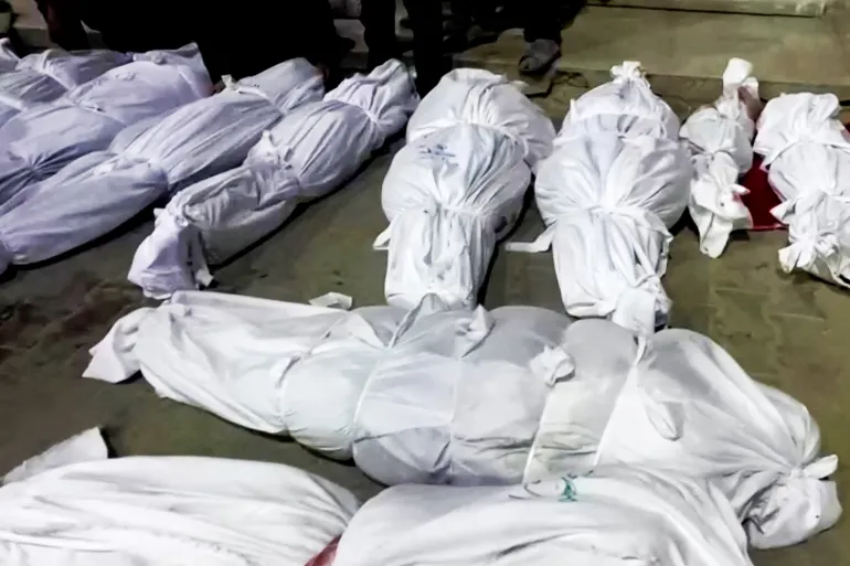 Bodies of Palestinians killed in Israeli strikes