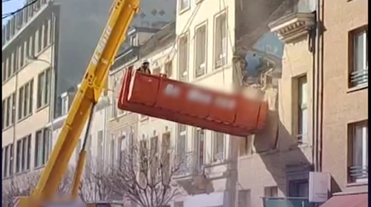 Brussels building facade collapses after crane accident