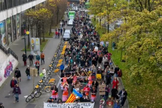 Brussels urges climate action as 750 protesters rally before COP29 in Baku