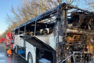 Bus burns out at Bornem Station No injuries reported