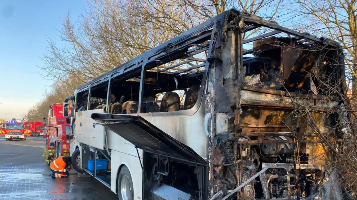 Bus burns out at Bornem Station No injuries reported