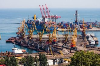 Ukraine ports infrastructure at the Port of Izmail on the Danube River