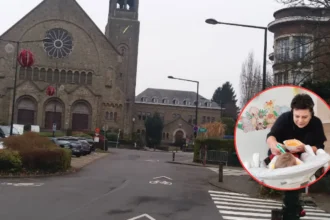Carla Dejonghe helps at Sint-Pieters-Woluwe daycare during strike