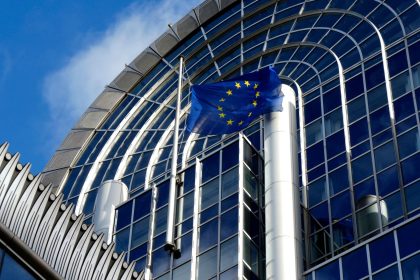 European Parliament building in Brussels representing EU diplomatic concerns over the Iran-US crisis.