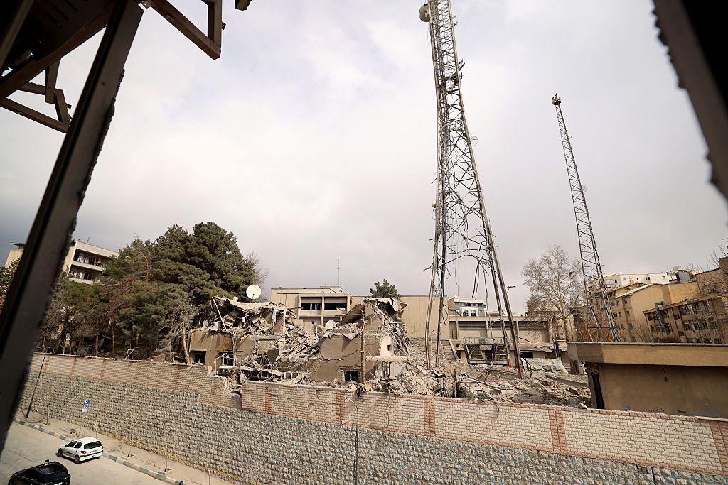 emergency response teams near Iran military academy strike site in Tehran