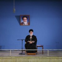 Iranian supreme leader Khamenei speaking during official event in Tehran 2026