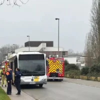 De Lijn Bus fire in Geraardsbergen and no injuries reported