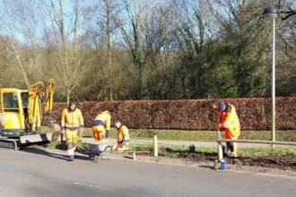 Diepenbeek adds fences & path along Campuslaan, Agoralaan