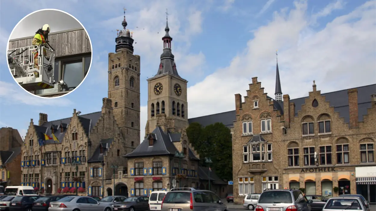 Diksmuide fire brigade rescues cat stuck in tilt window