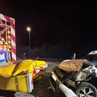 Driver crashes into crash absorber near Halle during works