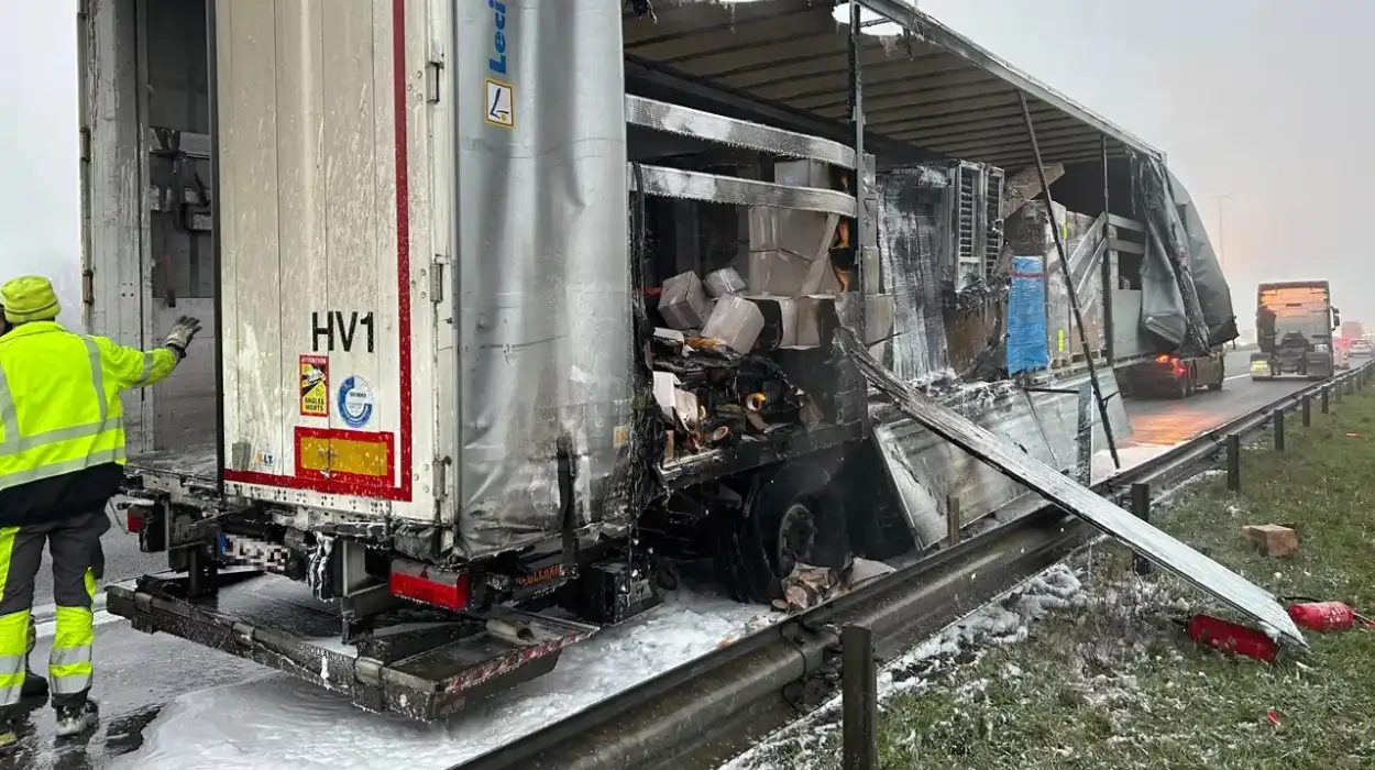 E17 truck fire causes major traffic Jam towards Ghent