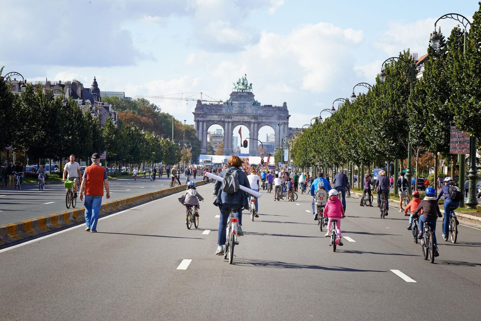 Brussels second Car-Free Day debate as pedestrians use Place Poelaert during a traffic-free Sunday