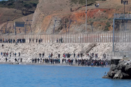 Border fencing along the EU external frontier at Ceuta