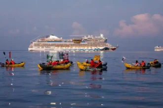 Environmentalists halt cruise ship entry in Marseille
