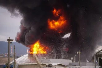 Tehran oil depots attack causes massive fire at fuel storage tanks in Tehran Iran 2026