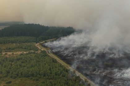 High Fens wildfire area in Belgium where aircraft are supporting firefighting operations