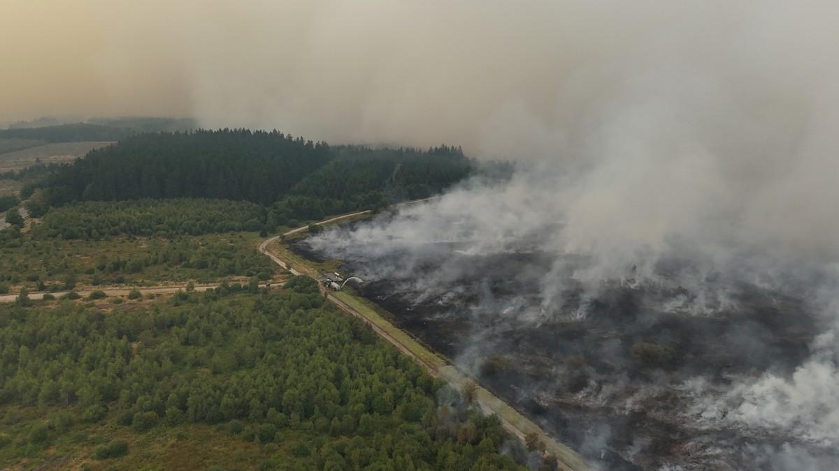 High Fens wildfire area in Belgium where aircraft are supporting firefighting operations