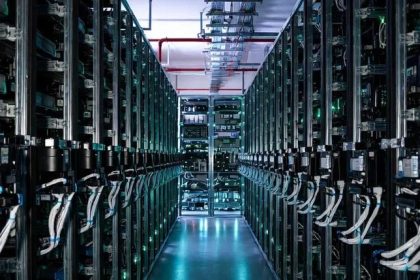 AI chip manufacturing wafers inside high-tech semiconductor production plant